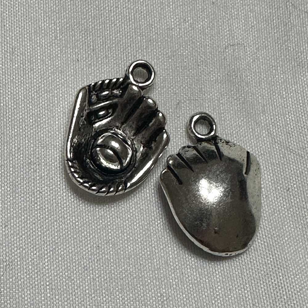 Double sided Baseball Mitt with Ball Charm Silver Finish