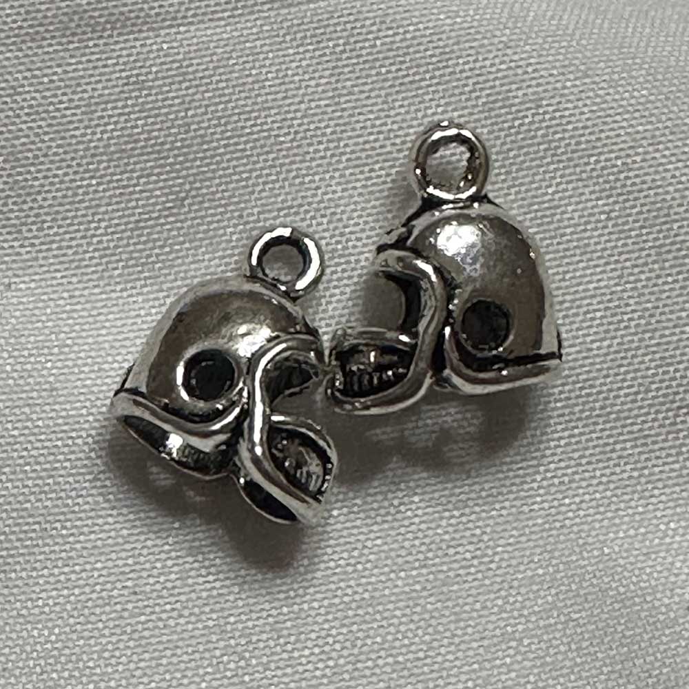 Small Double Sided Football Helmet Charm Silver Finish