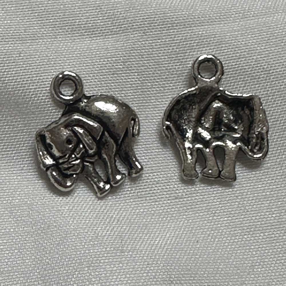 Single Sided Elephant Charm Silver Finish