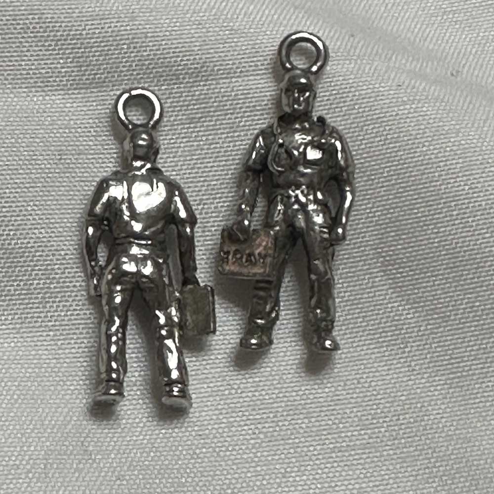 Double Sided Male Doctor Physician Charm Silver Finish