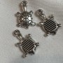 Double Sided Small Turtle Charm Silver Finish