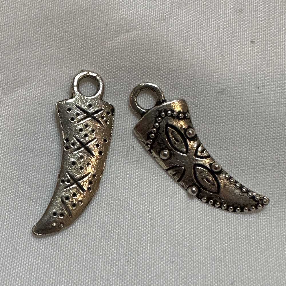 Double Sided Horn with Design Charm Silver Finish