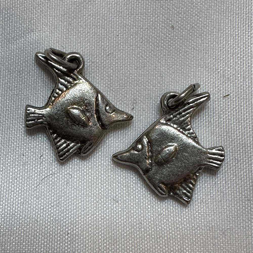 Double Sided Tropical Fish Charm Silver Finish