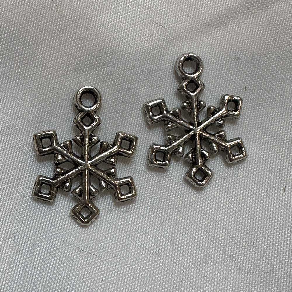 Double Sided Snowflake Charm Silver Finish