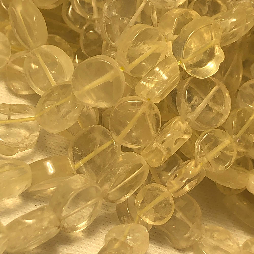 Yellow Citrine Flat Round Disc Beads 10mm