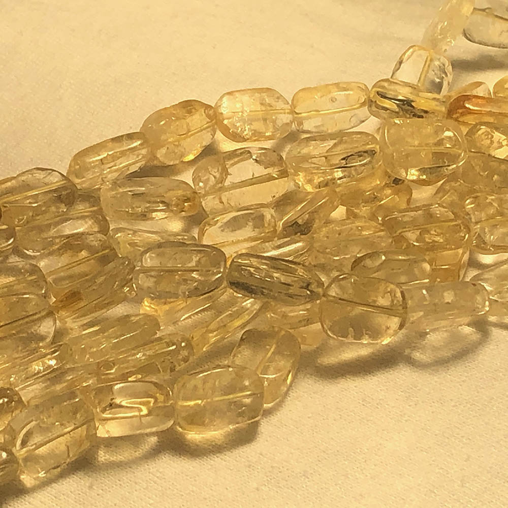 Yellow Citrine Flat Rectangle Beads 15mm