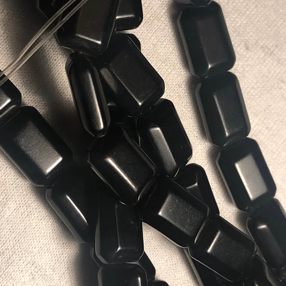 Black Jet Flat Faceted Rectangle Beads 10mm x 15mm