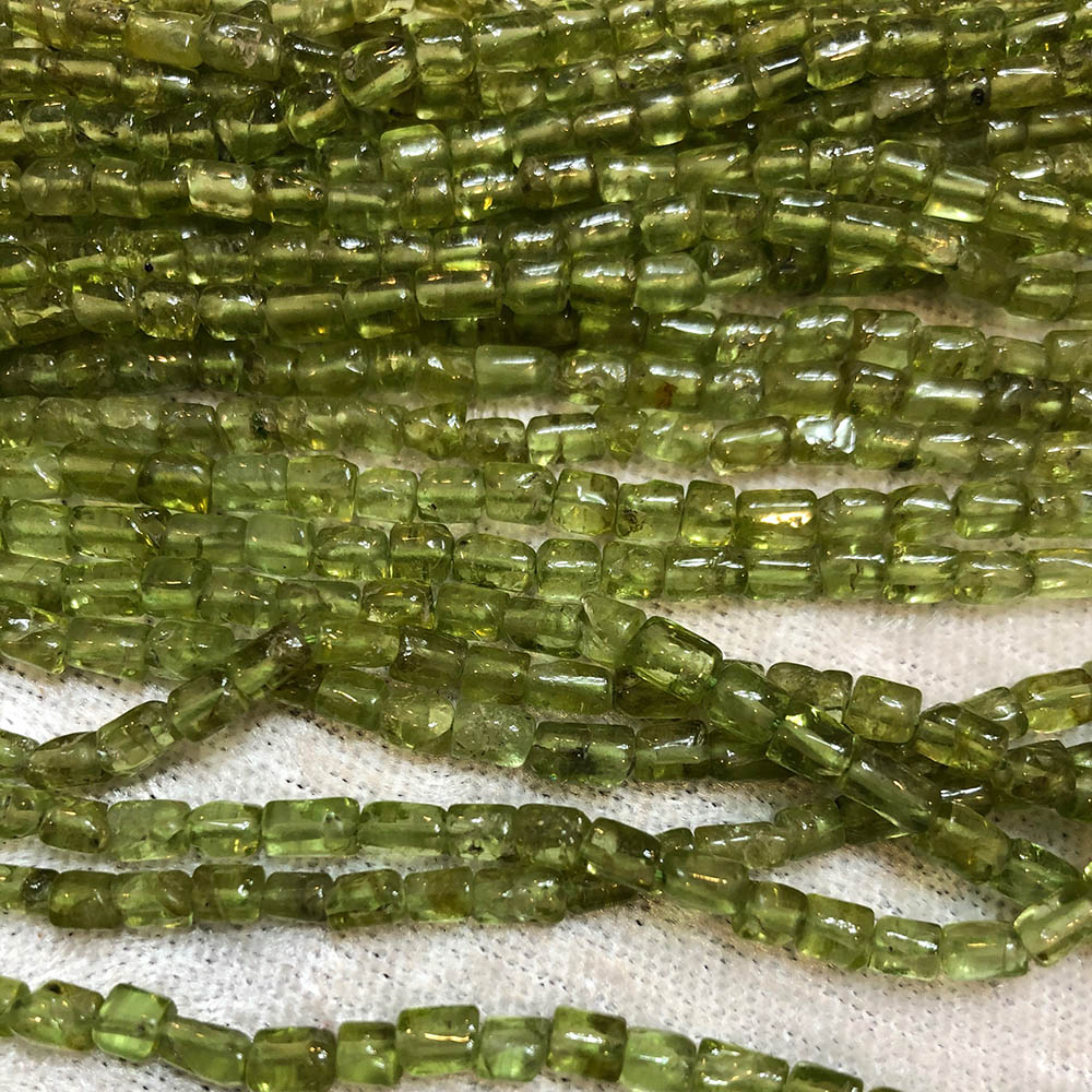 Small Peridot Tube Beads 4mm x 6mm