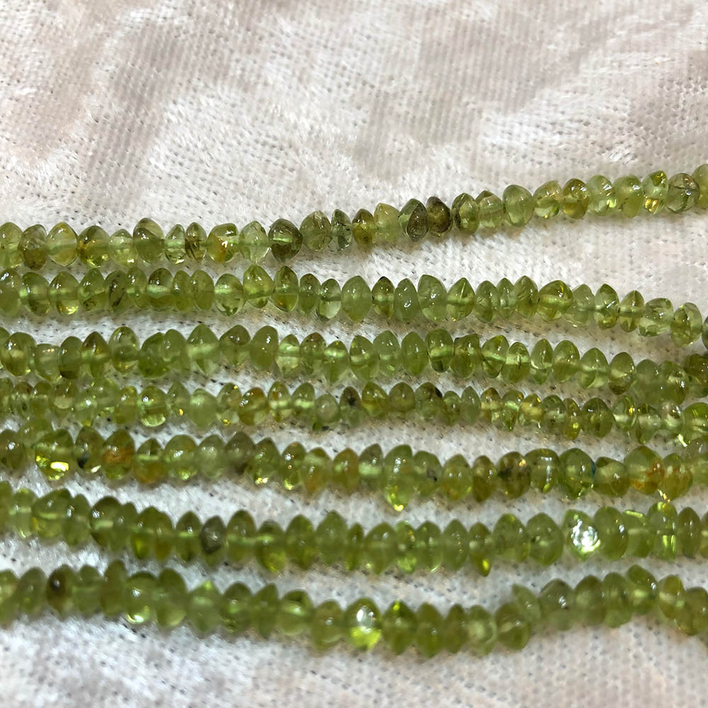 Small Peridot Rondelle Beads 4mm