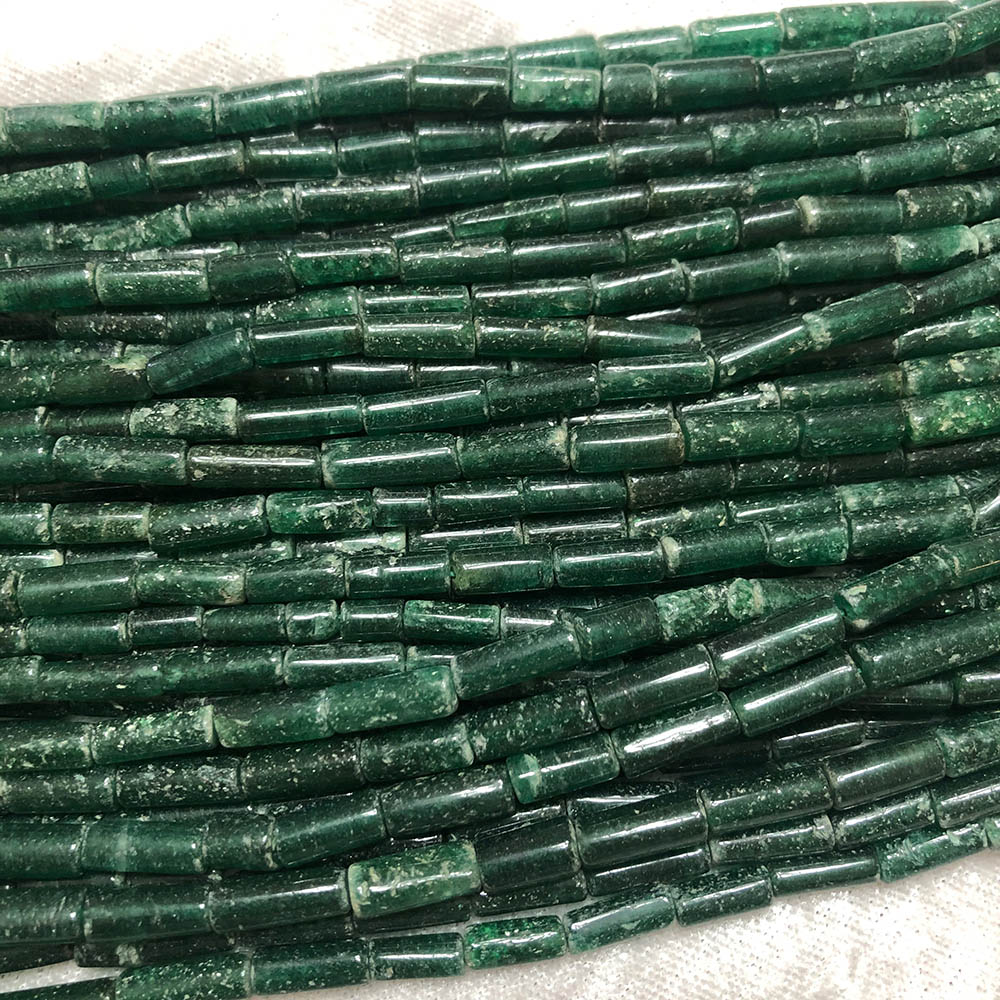 Green Jasper Tube Beads 9mm x 5mm