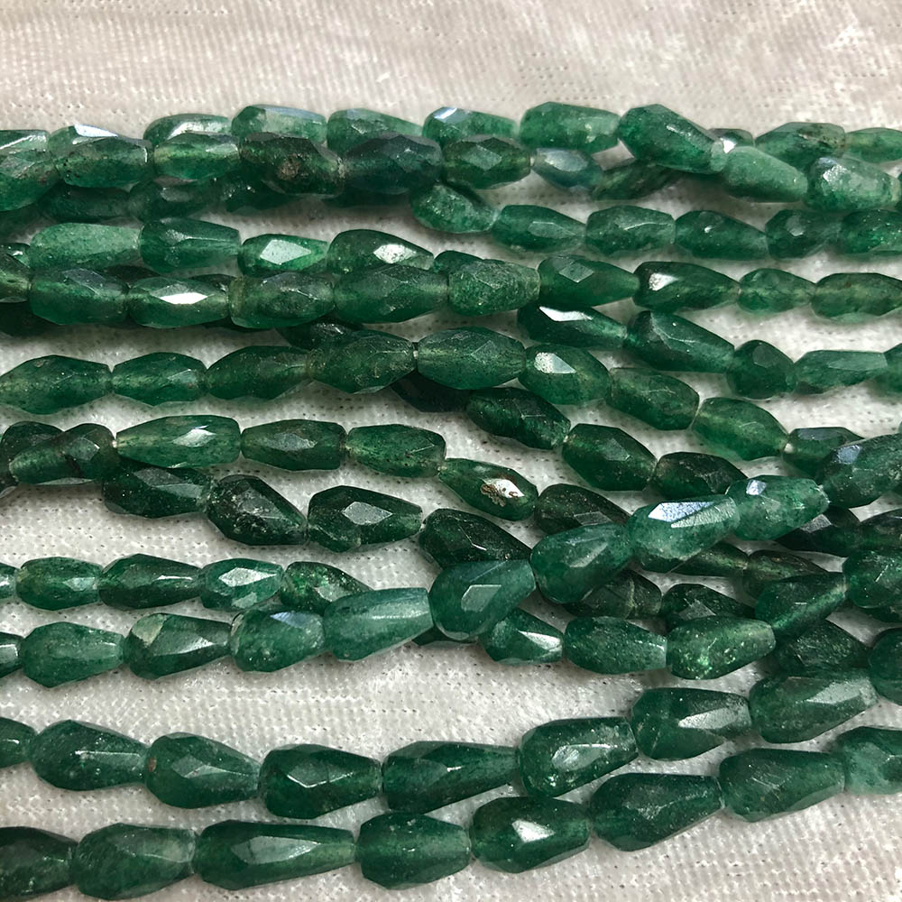 Green Jasper Faceted Tear Drop Beads 5mm x 10mm