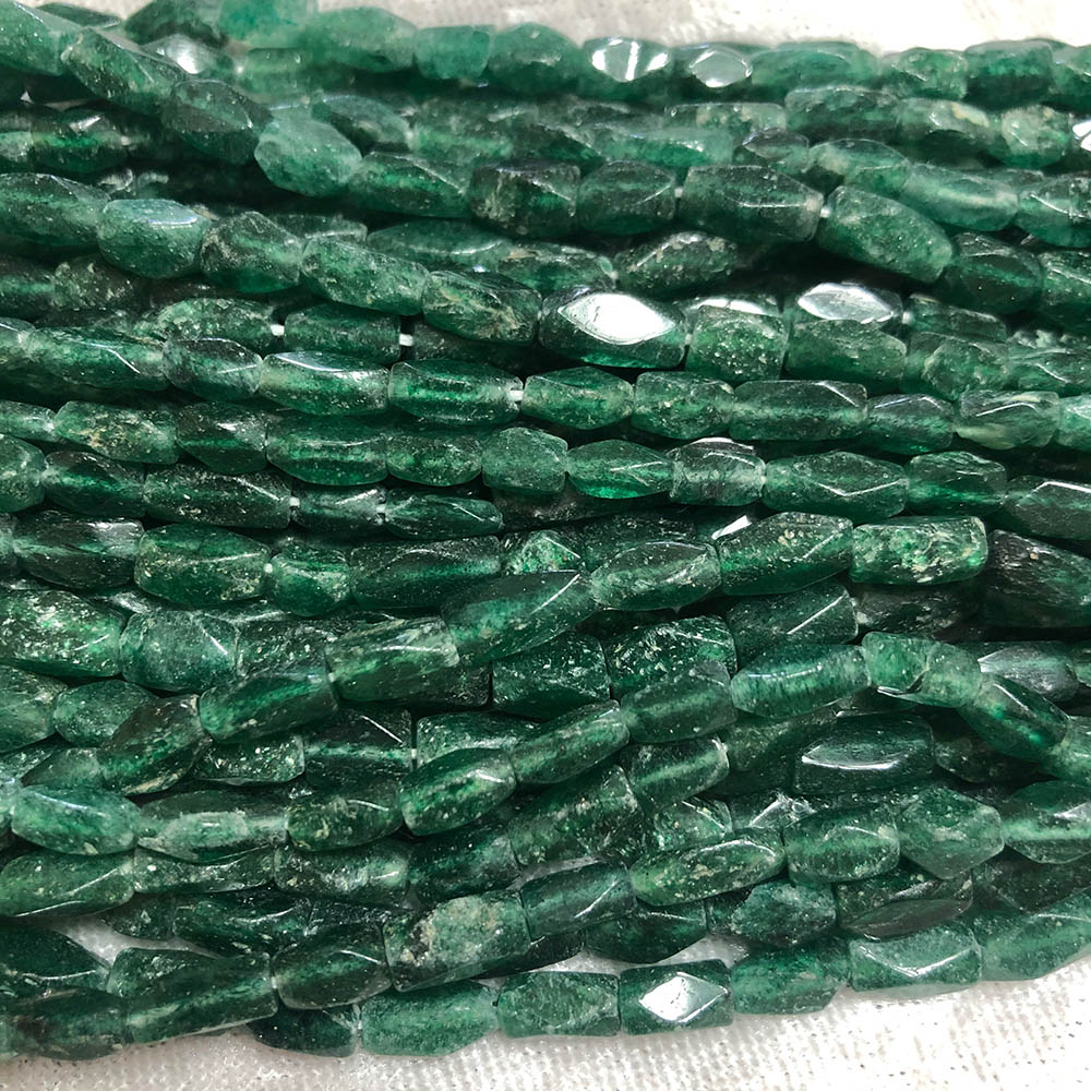 Green Jasper Faceted Oval Beads 4mm x 10mm