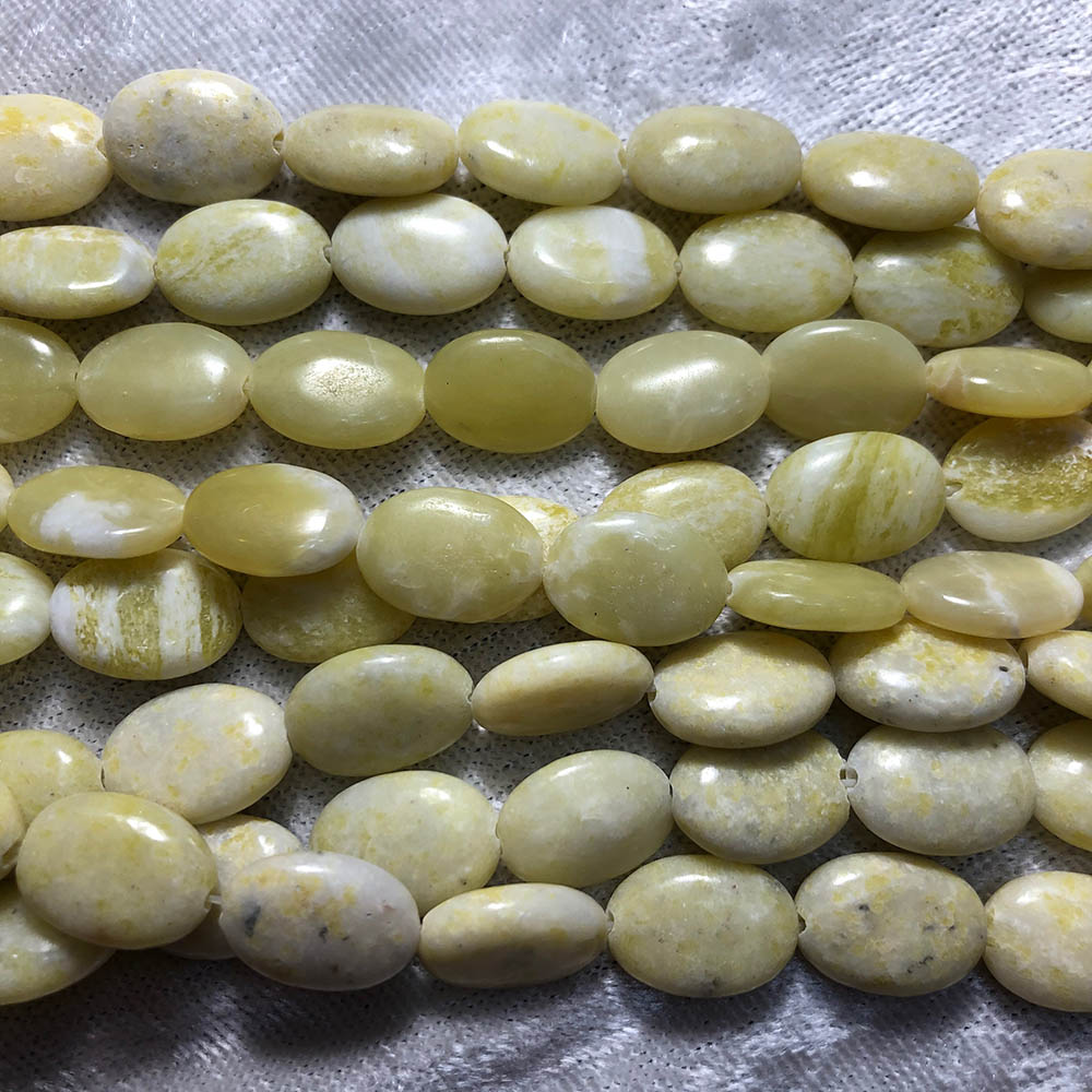 Small Pineapple Jasper Flat Oval Beads 10mm x 14mm