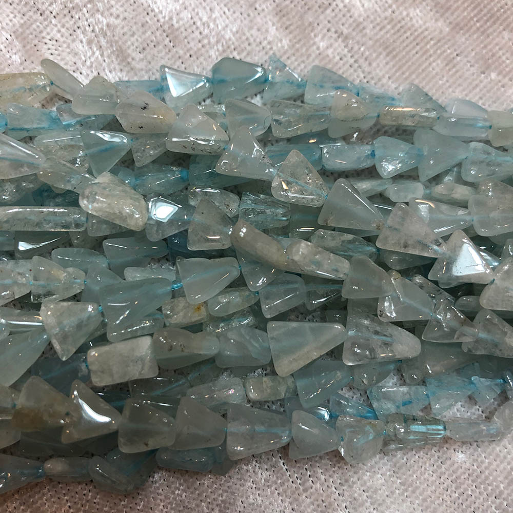 Small Aquamarine Flat Triangle Beads 6mm x 8mm