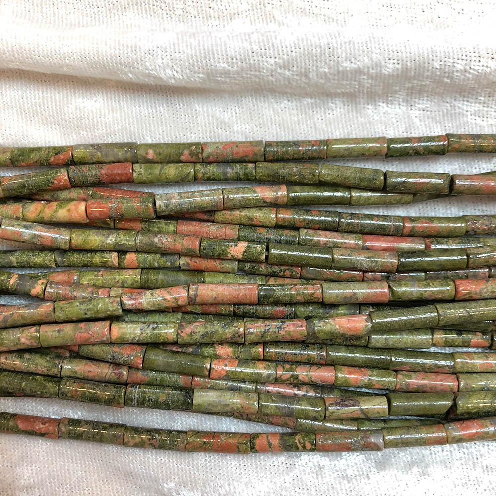 Unakite Tube Beads 4mm x 12mm