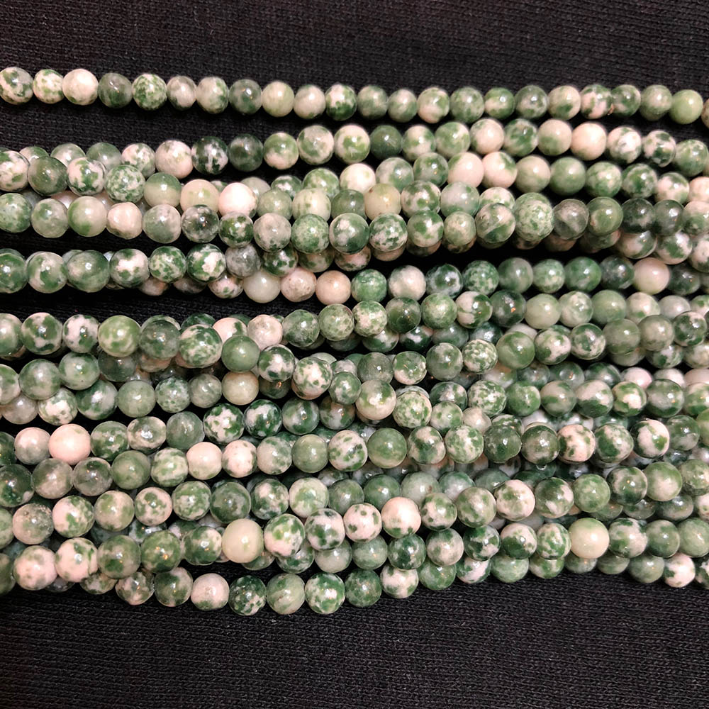 Green Spot Jasper Round Beads 4mm