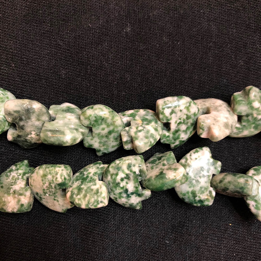 Green Spot Jasper Bear Shape Beads