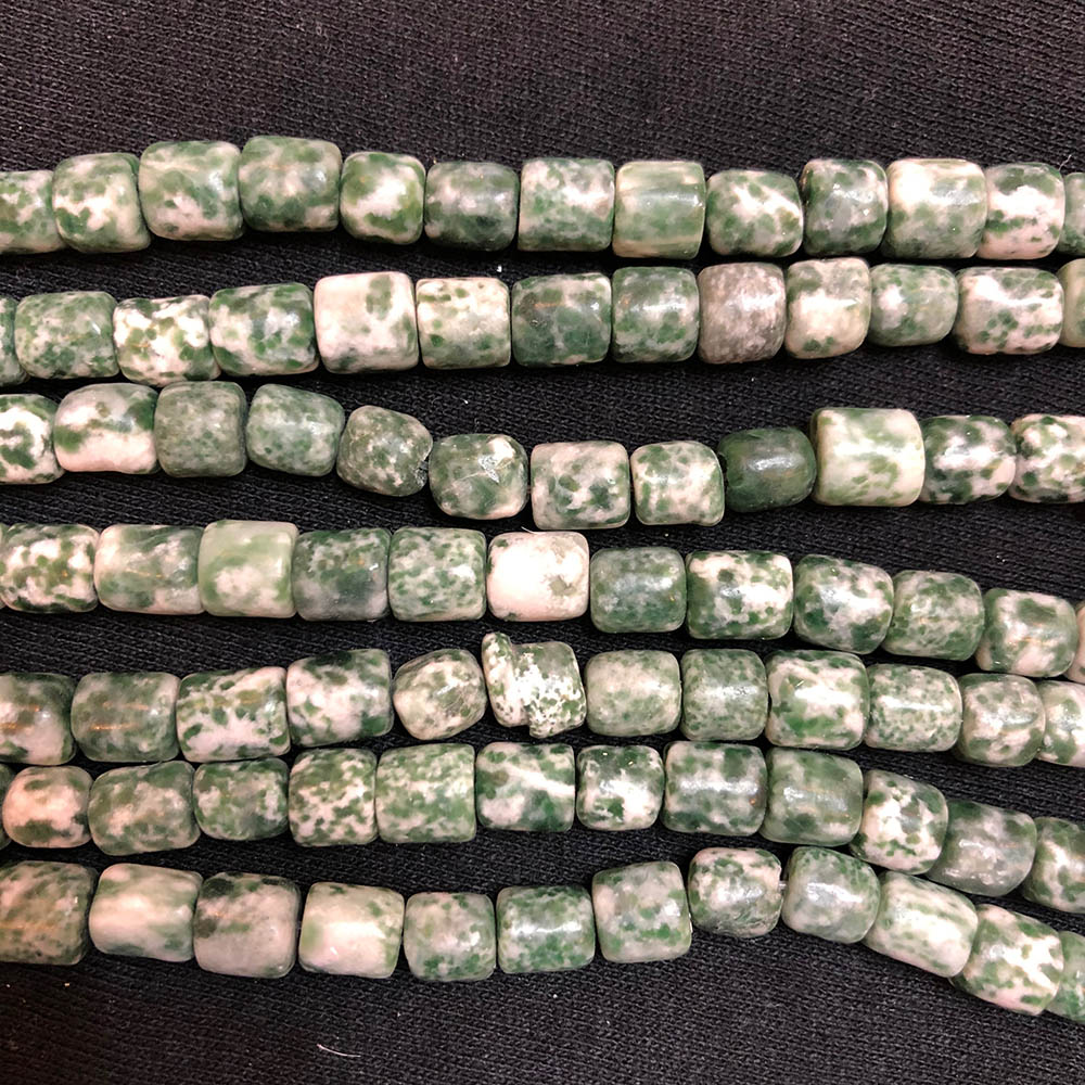 Green Spot Jasper Tube Beads 8mm x 8mm