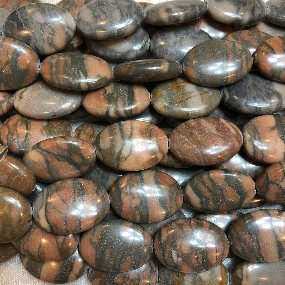 Pink Zebra Jasper Oval Beads 18mm x 25mm