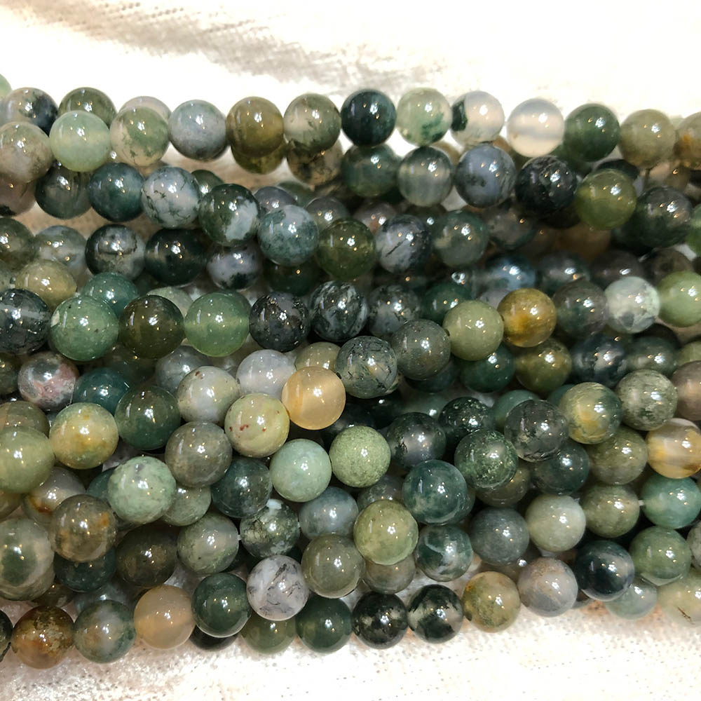 Multi-Green Agate Round Beads 6mm