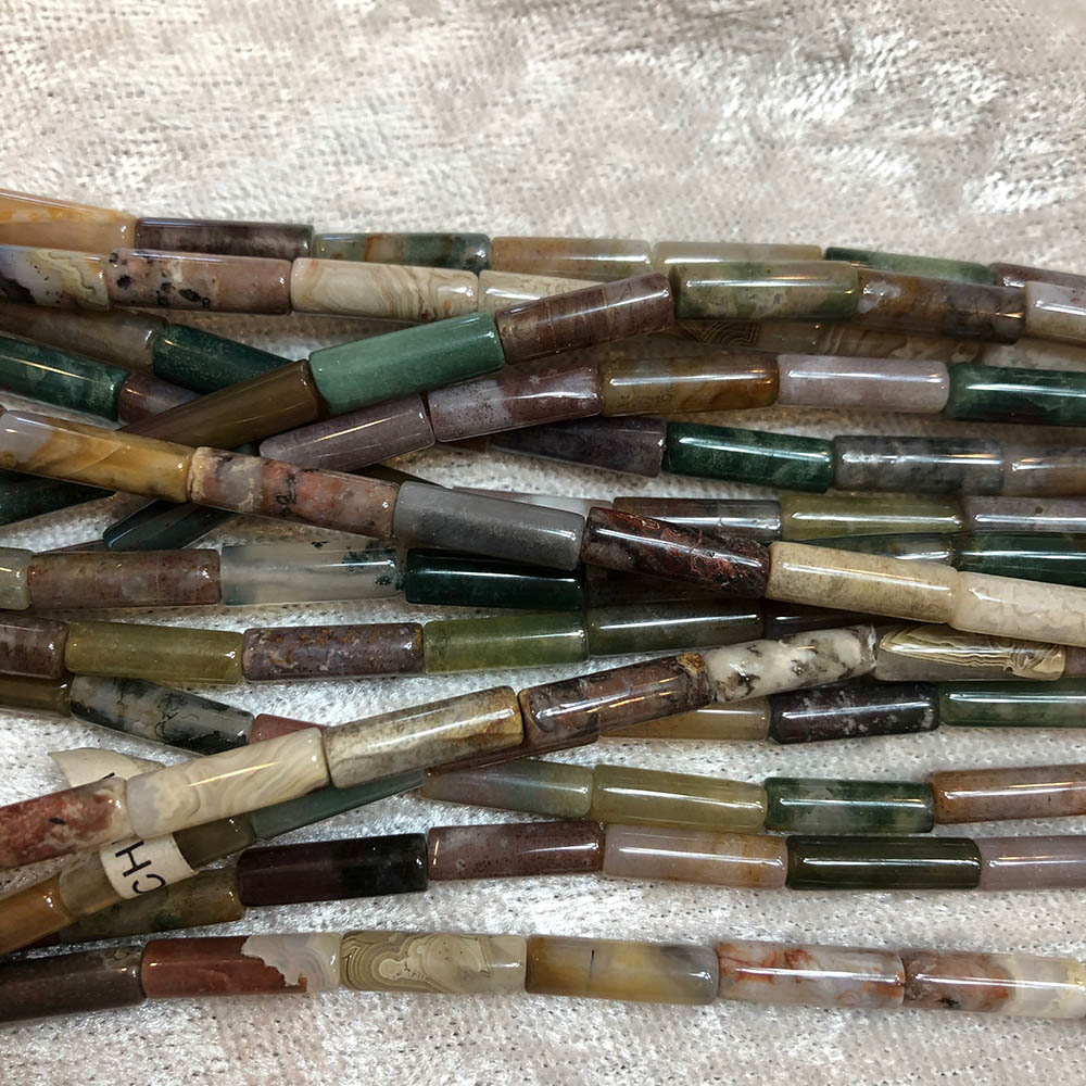 Multi Colored Jasper Tube Beads 12mm