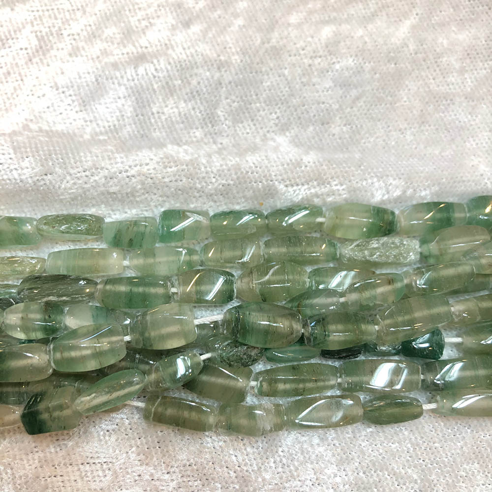 Green Fluorite Rice Shaped Beads 15mm