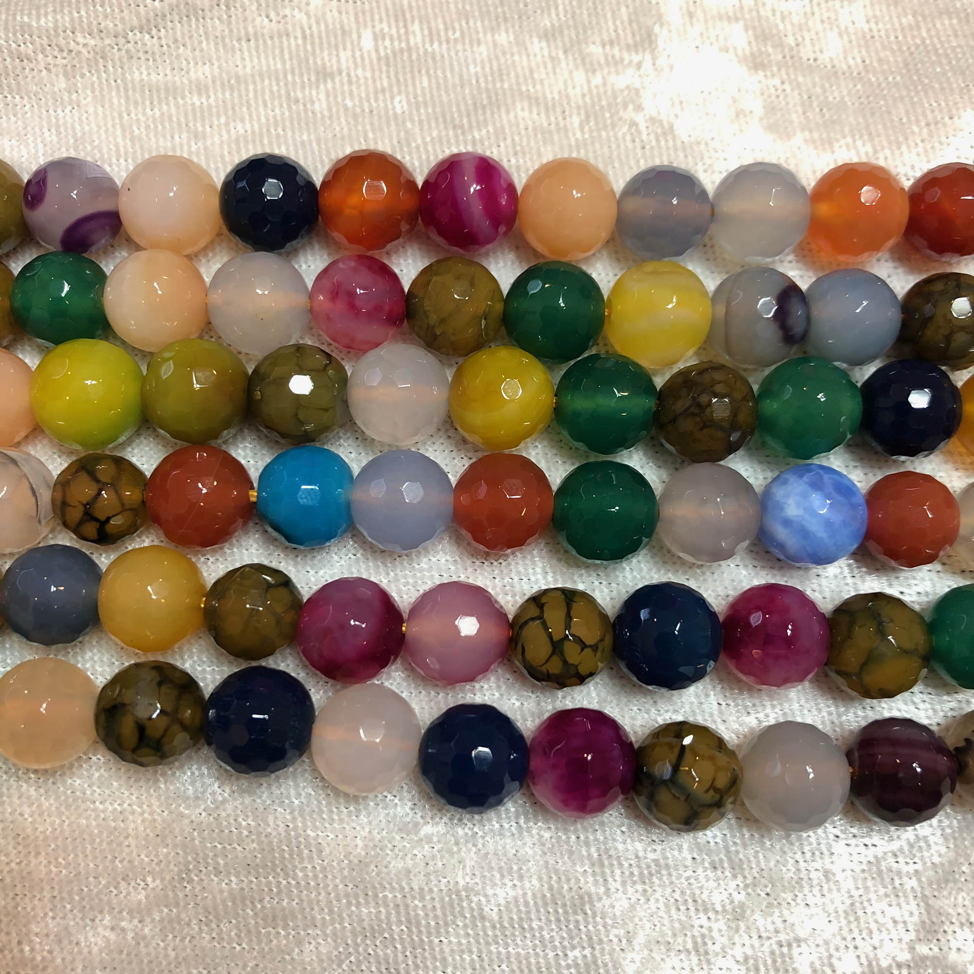 Multicolored Faceted Multi Stone Beads 10mm