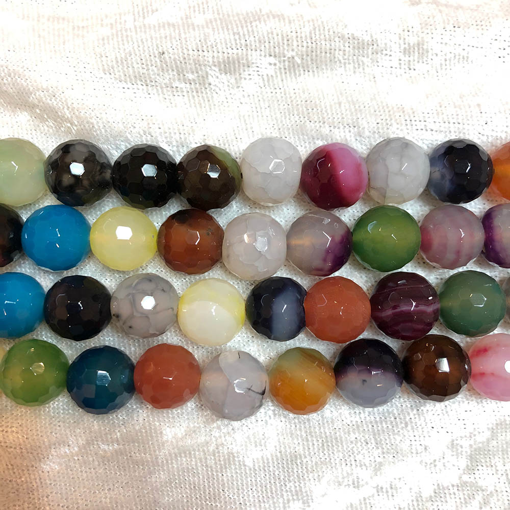 Multicolored Faceted Multi Stone Beads 12mm