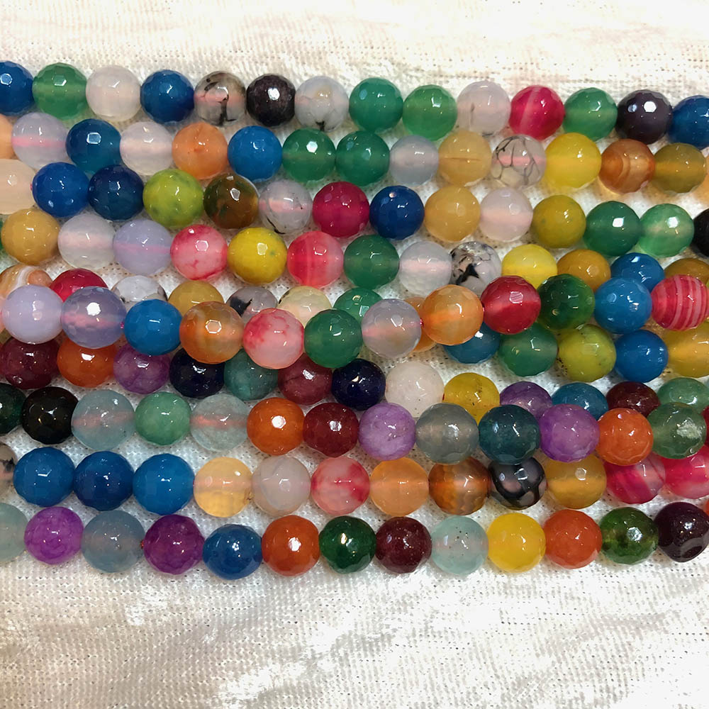 Multicolored Faceted Multi Stone Beads 8mm