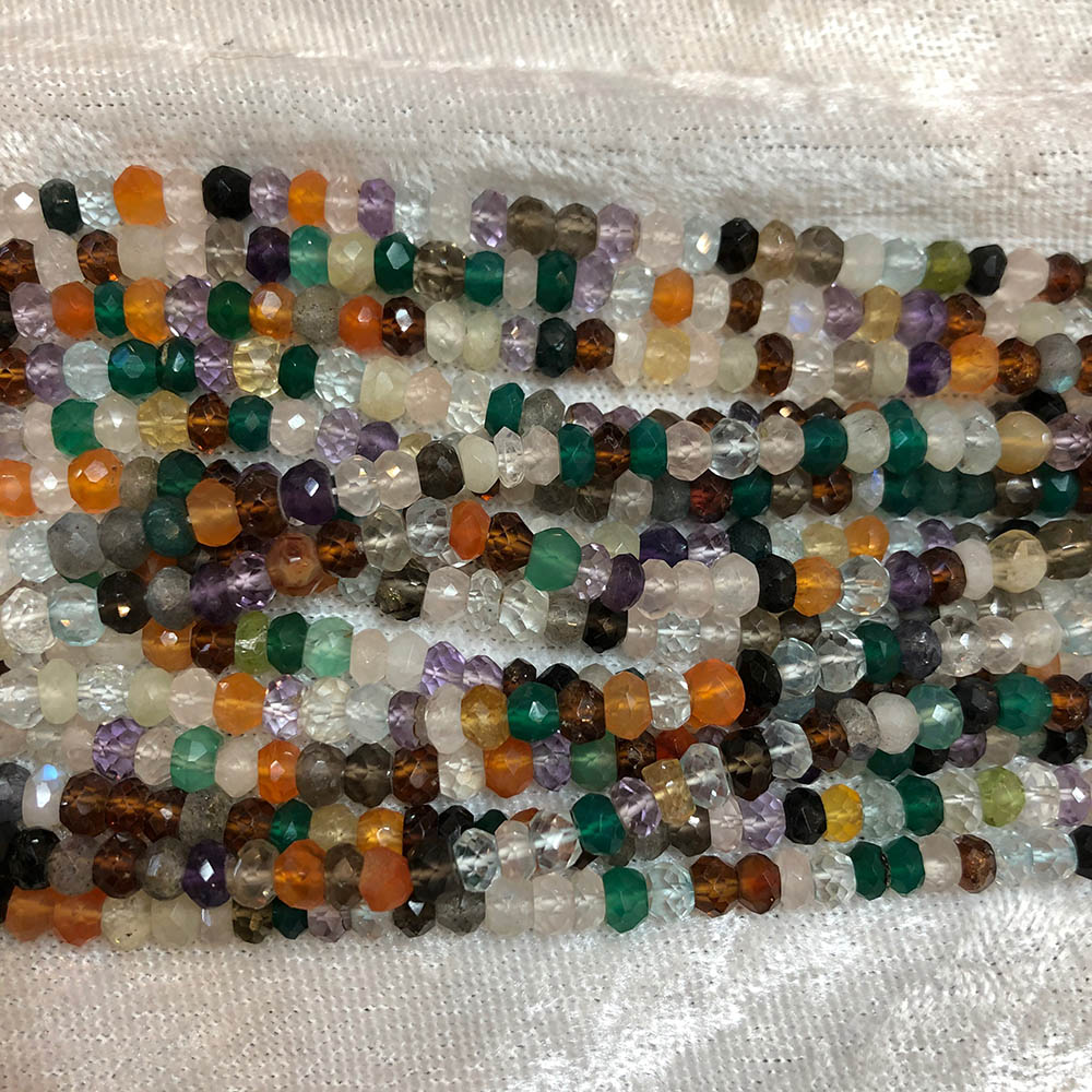 Multicolored Faceted Multi Stone Rondelle Beads 4mm