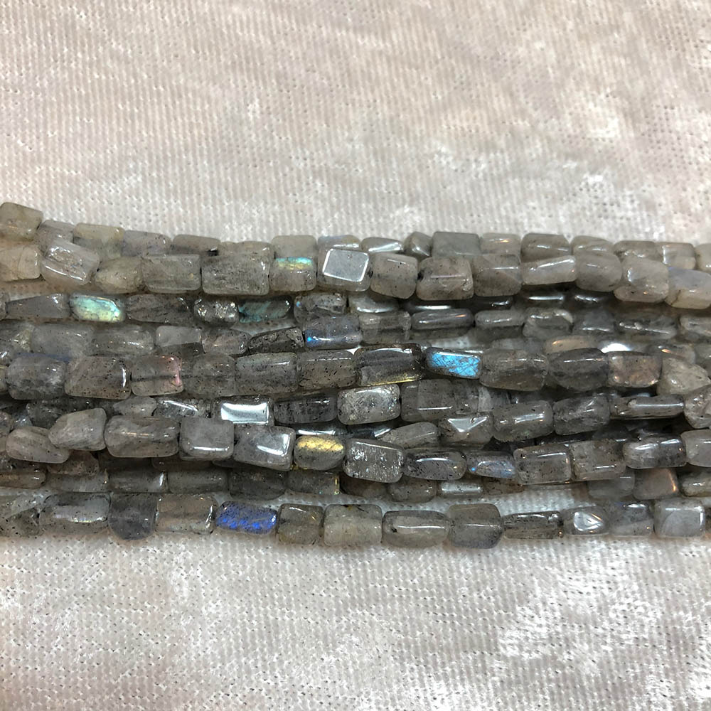 Labradorite Small Flat Rectangle Tube Beads 4mm x 6mm