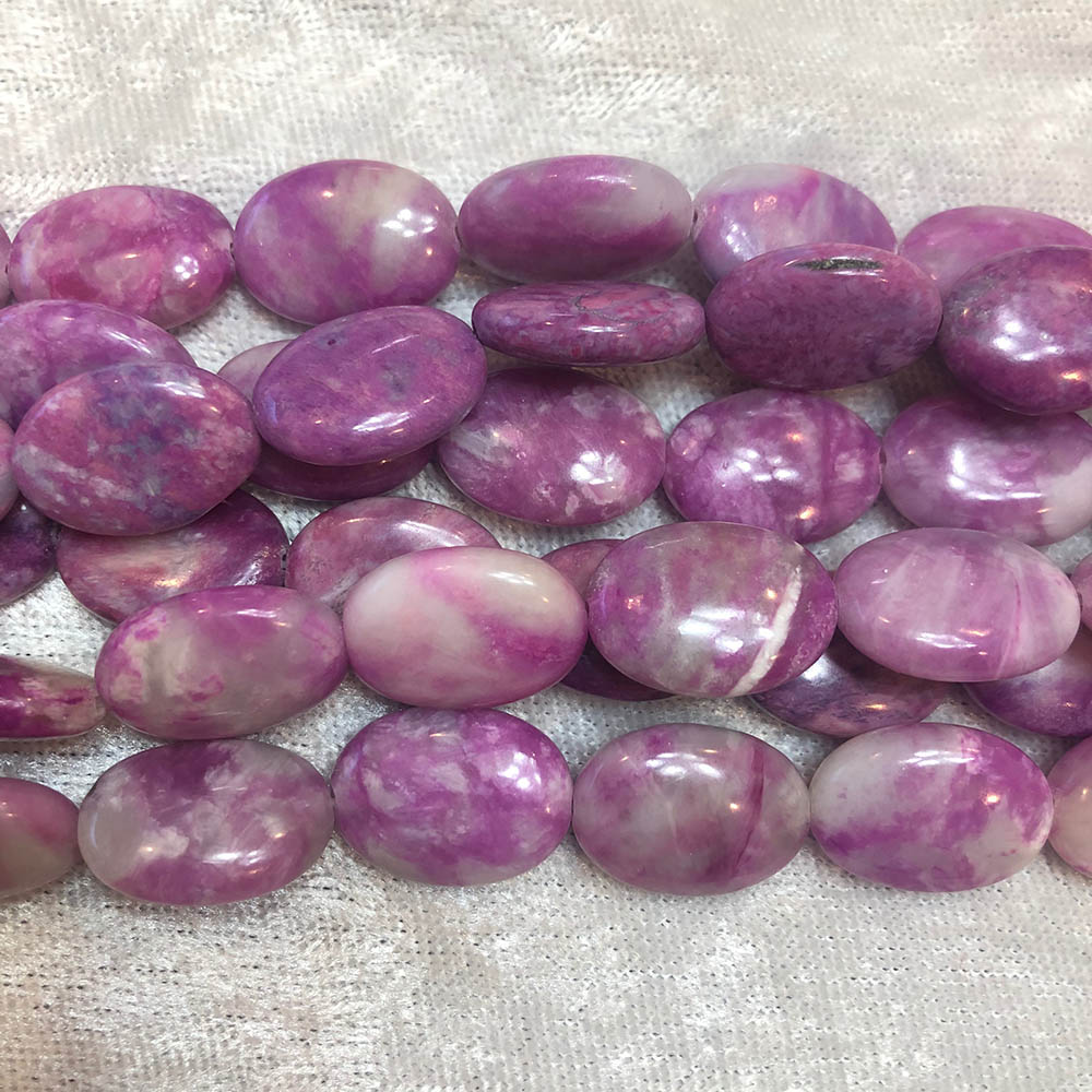 Medium Lepidolite Oval Beads13mm x 18mm