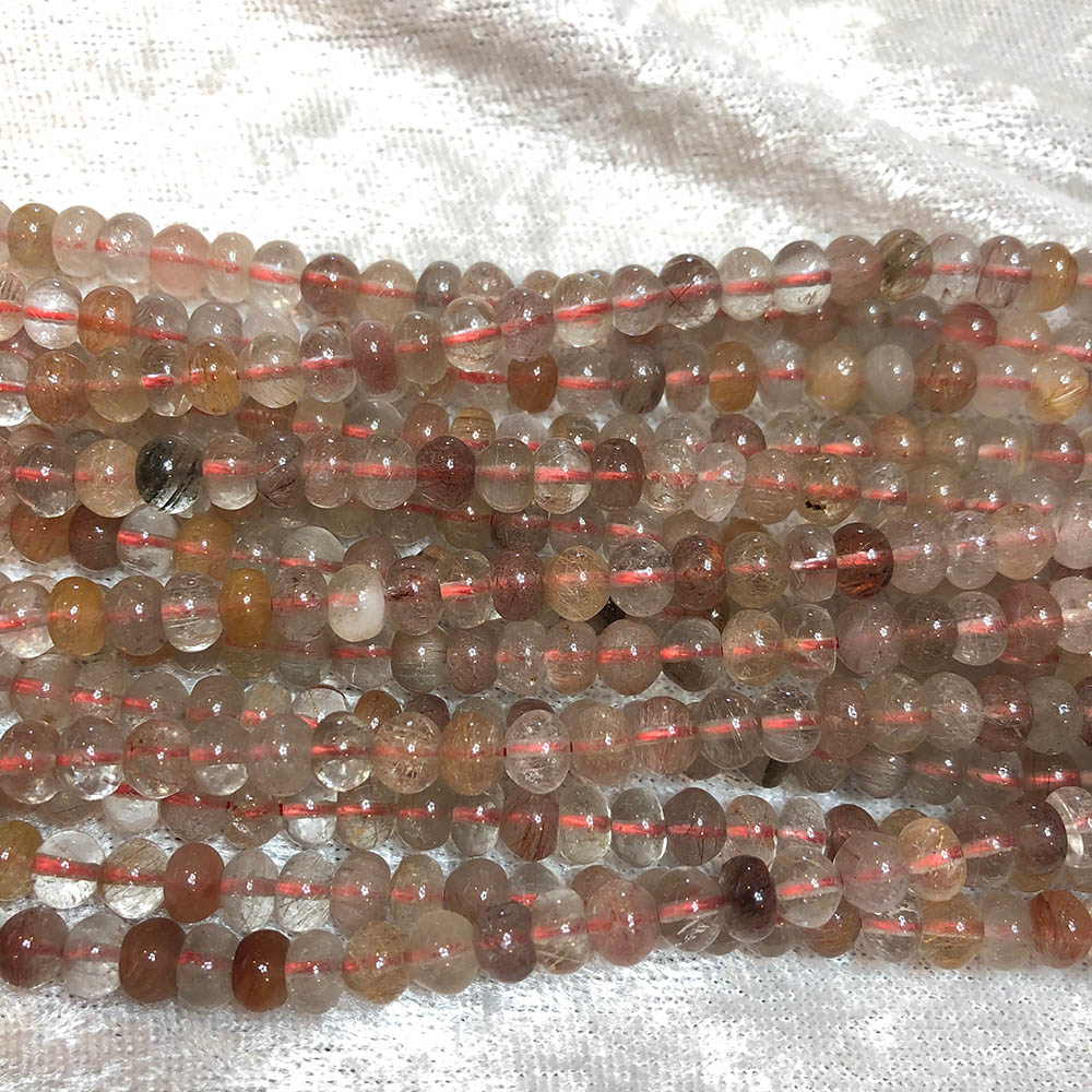 Small Smokey Quartz Round Wheel Beads