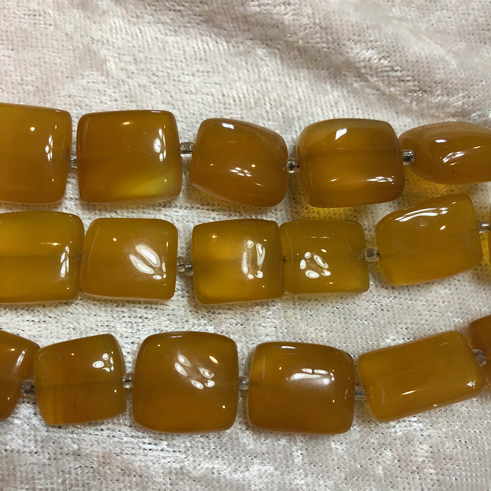 Yellow Chalcedony Square Pillow Beads