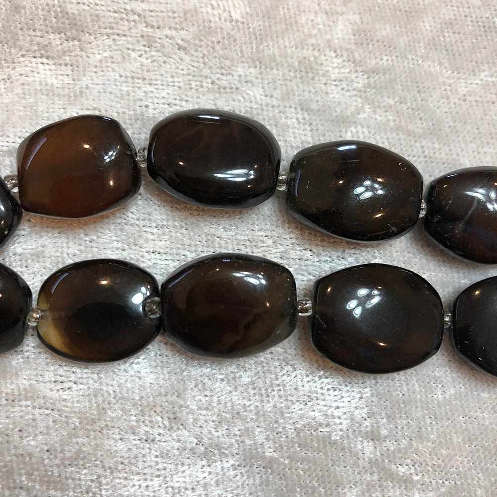 Brown Chalcedony Oval Pillow Beads