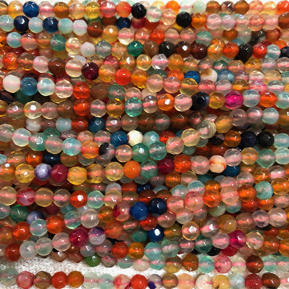 Multicolored Faceted Multi Stone Beads 4mm