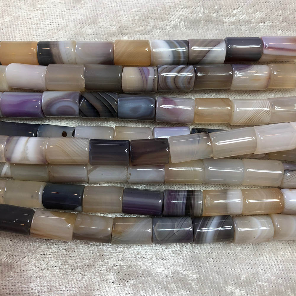 Large Natural Agate Tube Beads