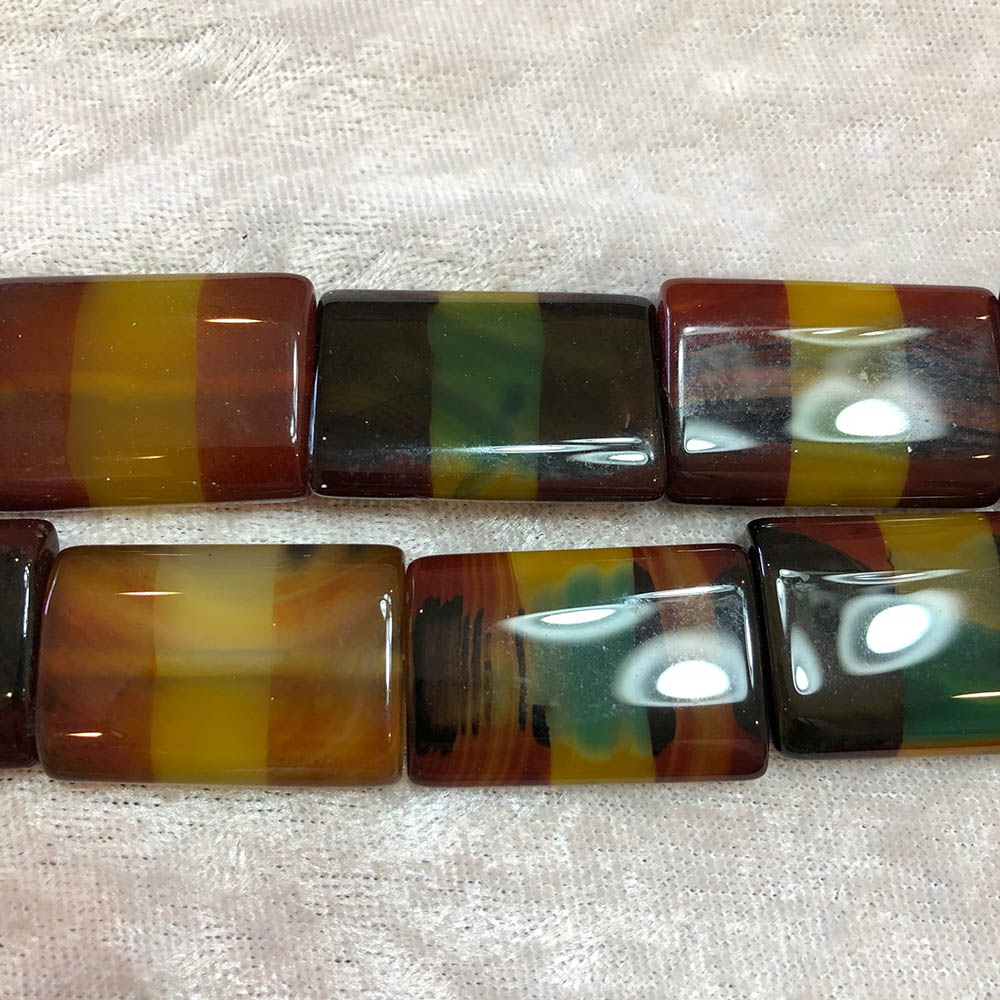 Large Dyed Banded Agate Rectangle Beads