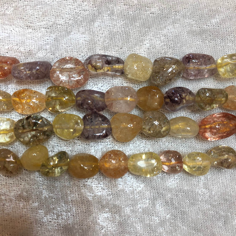 Amethyst Citrine Lemon Quartz Polished Pebble Beads