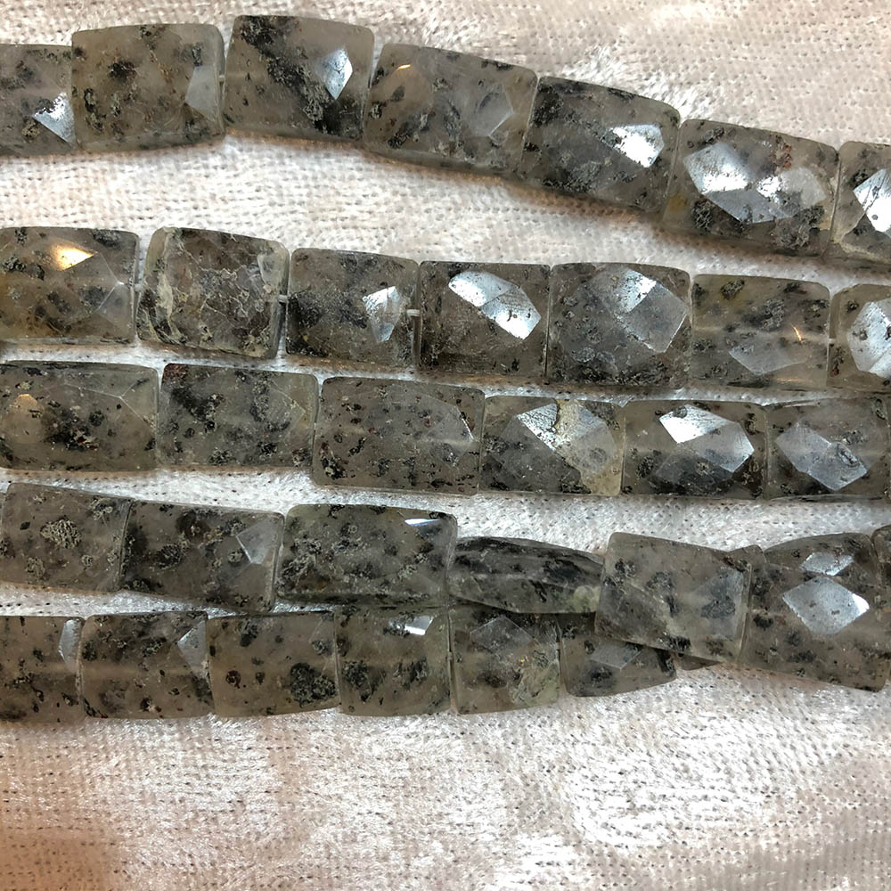 Large Black Moss Agate Faceted Rectangles