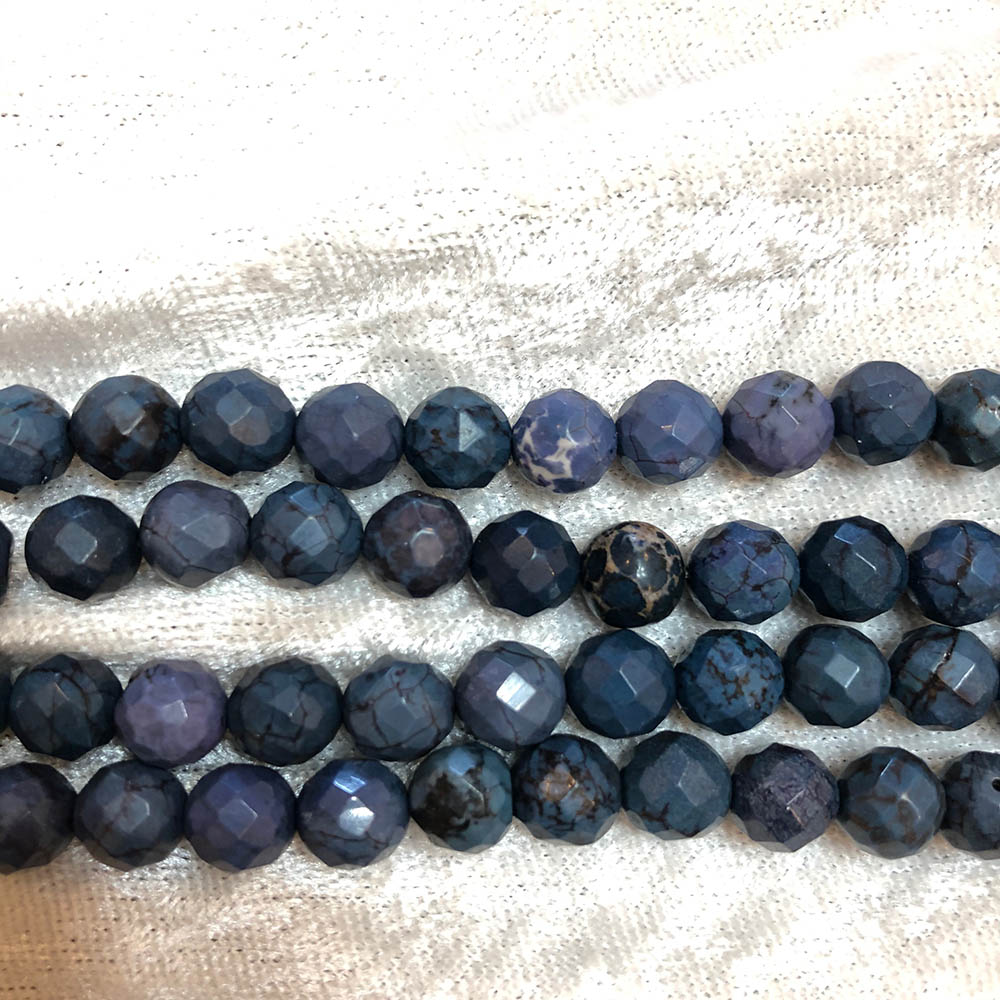 Dark Blue Dyed Howlite Faceted Beads 8mm