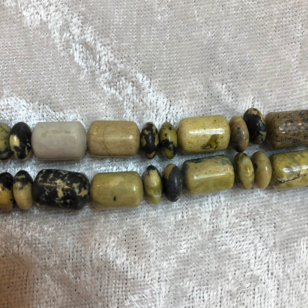 Yellow Turtle Jasper Rondelle and Tube Beads