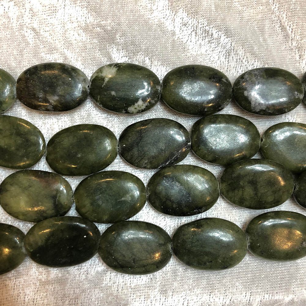 Olive Jade Oval Beads 20mm x 26mm