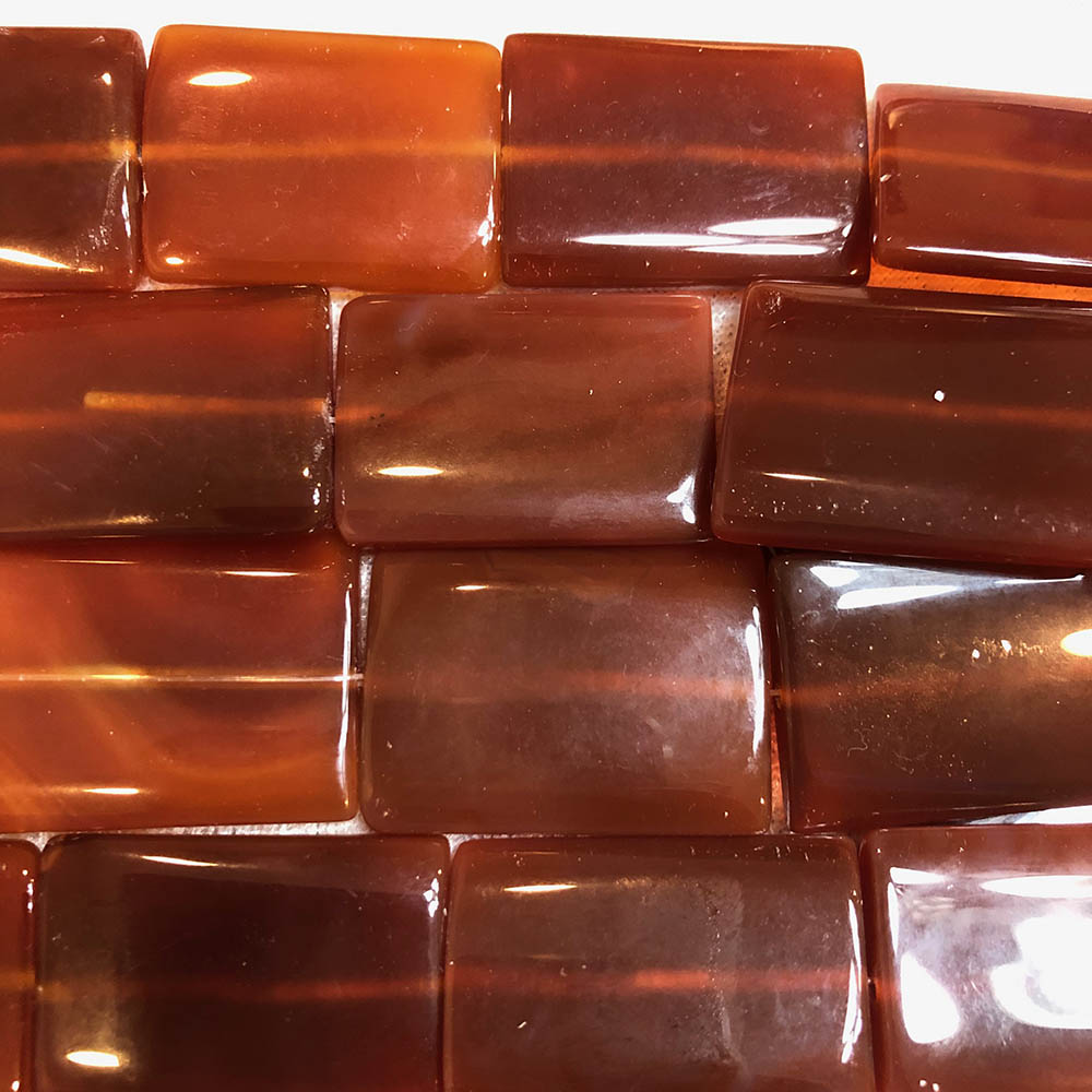 Large Carnelian Rounded Rectangle Beads