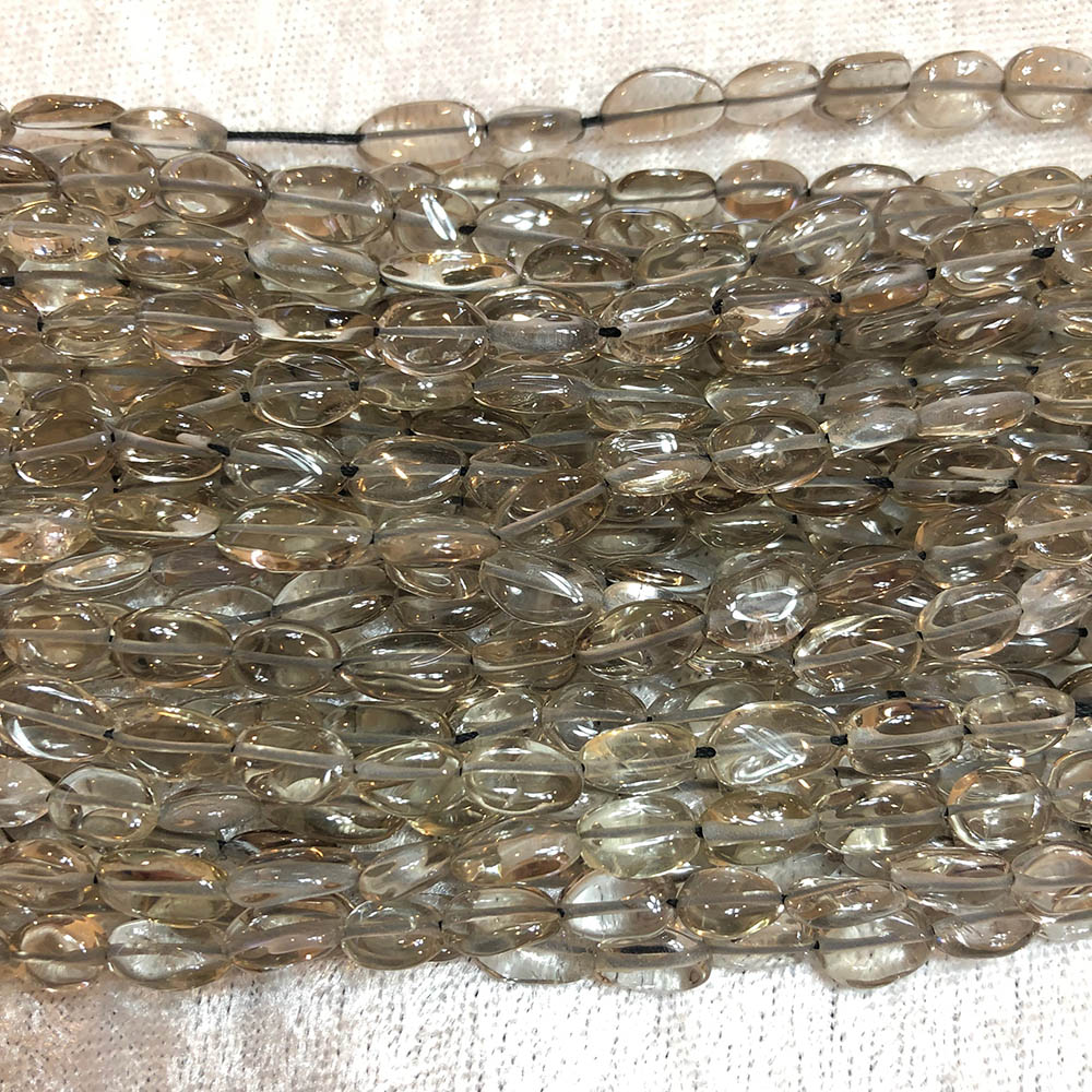 Light Smoky Quartz Rounded Flat Oval Beads