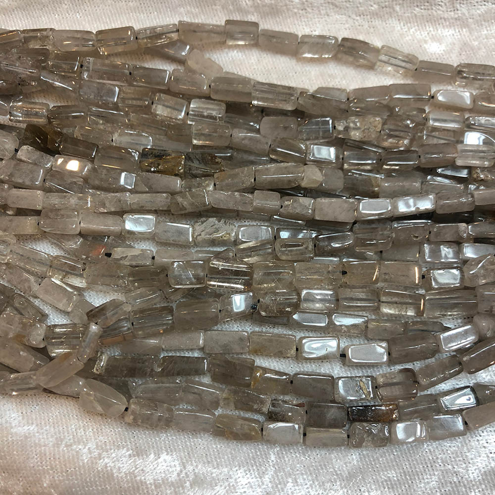 Cloudy Quartz Rectangle Tube Beads