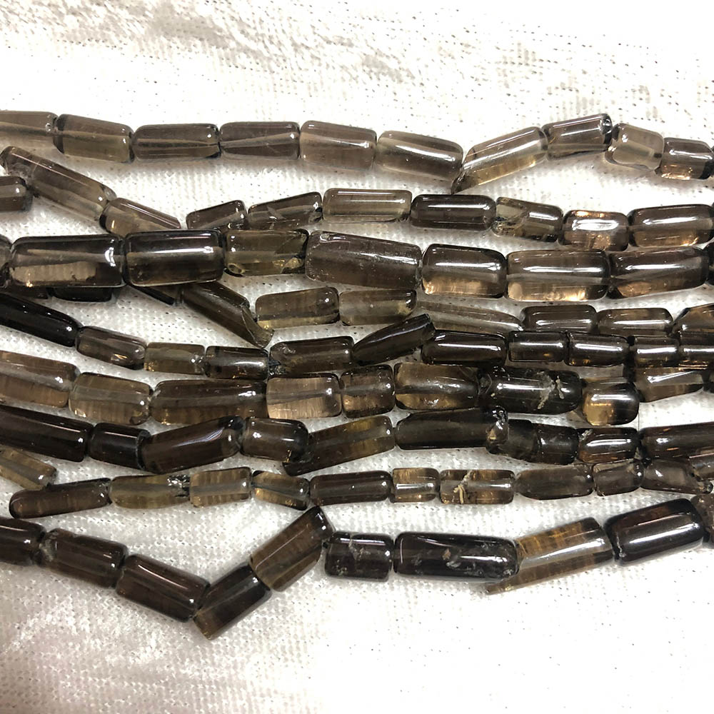 Dark Smoky Quartz Tube Beads 4mm x 10mm