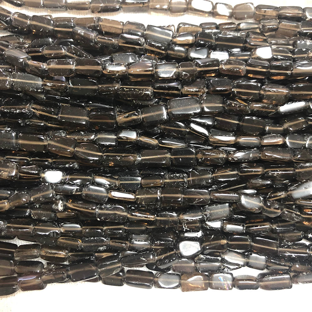 Dark Smoky Quartz Flat Rectangle Beads 5mm x 8mm