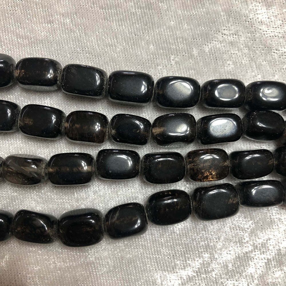 Dark Smoky Quartz Rounded Rectangle Beads 8mm x 14mm