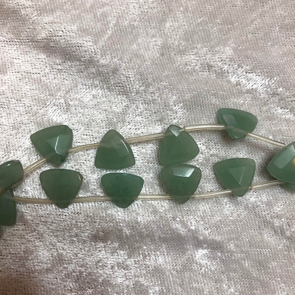 1 strand 14"-15" Green Aventurine Faceted Triangle Beads